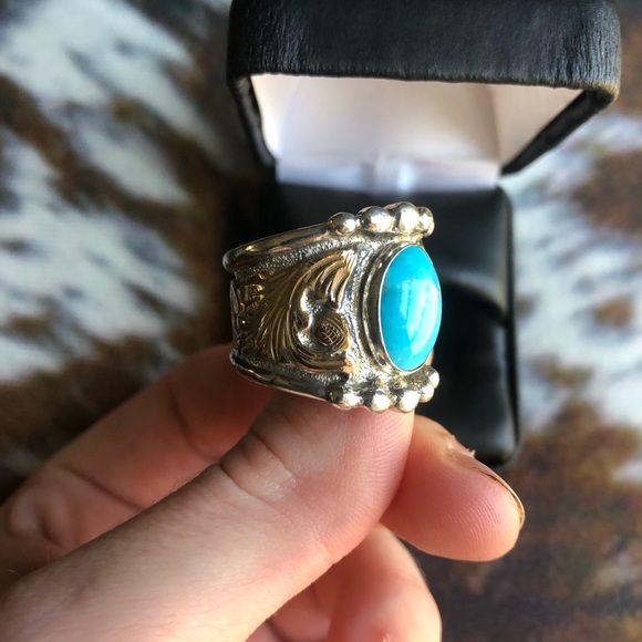 HYO Silver RimRock Turquoise Ring - Picture 5 of 7